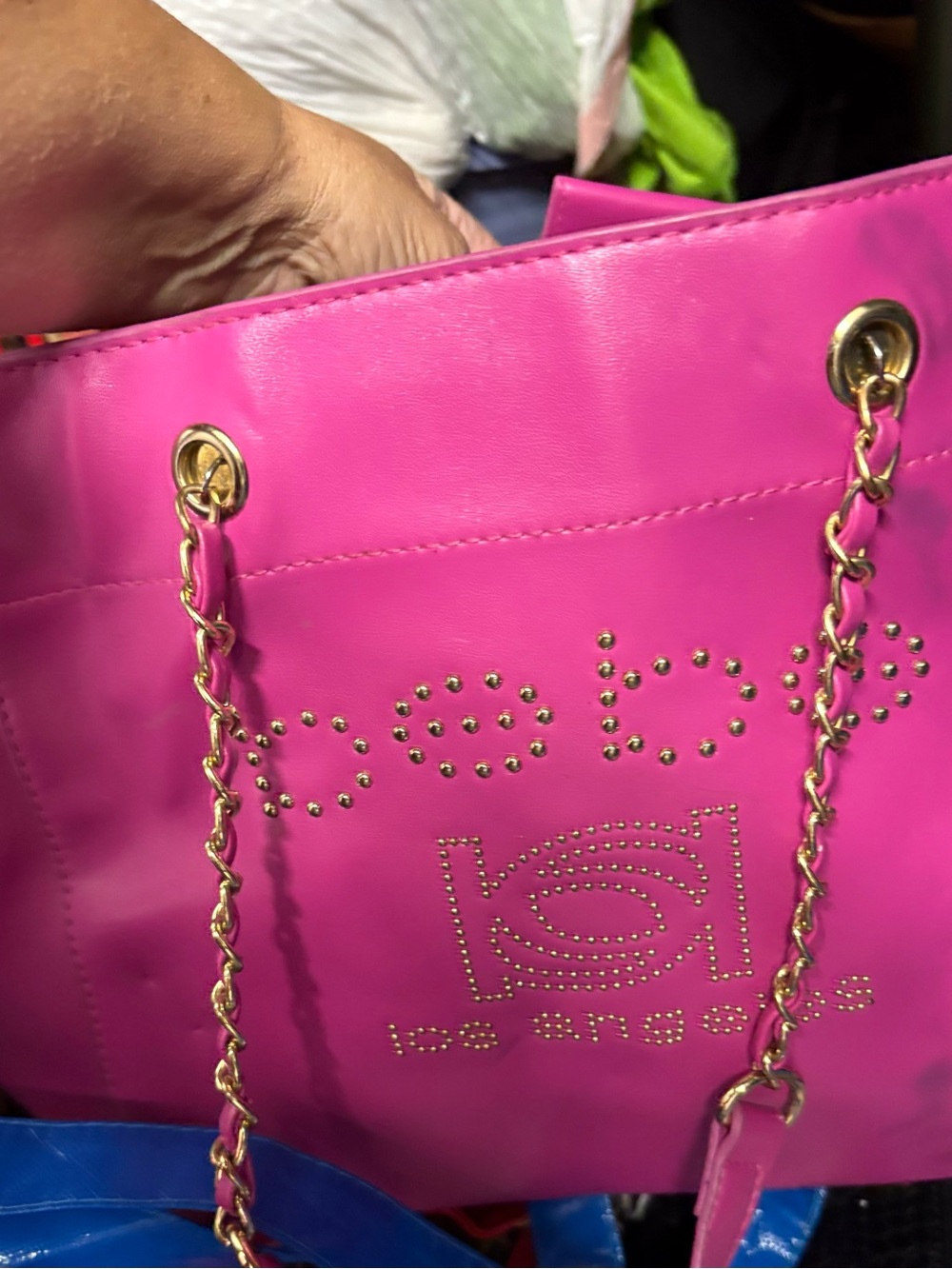 Hot Pink Studded Tote Bag